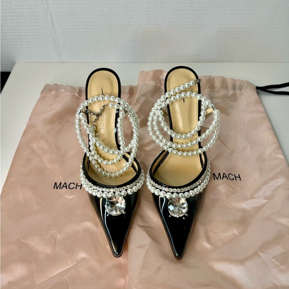 NEW Mach & Mach Diamond of Elizabeth Embellished PVC Black 110mm - Picture 6 of 9